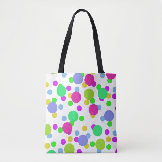 Naadloze abstracte cirkels rond stippen confetti b tote bag (Voorkant)
