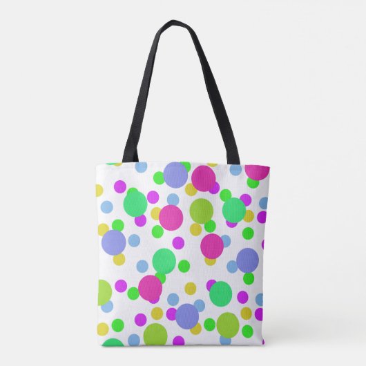 Naadloze abstracte cirkels rond stippen confetti b tote bag (Achterkant)