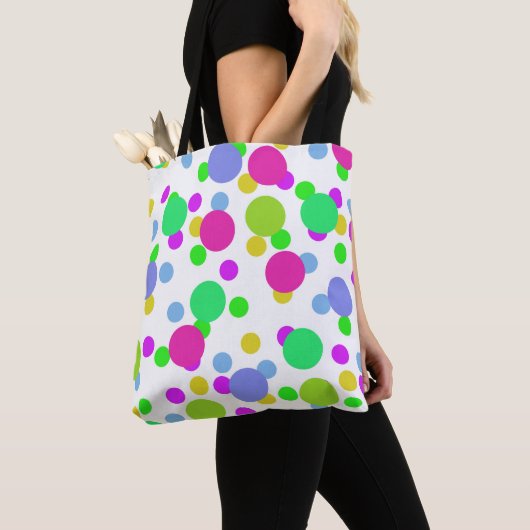 Naadloze abstracte cirkels rond stippen confetti b tote bag (Dichtbij)