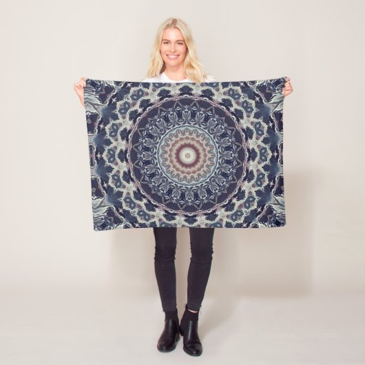 Naadloze abstracte geometrische ronde cirkel manda fleece deken (In situ)