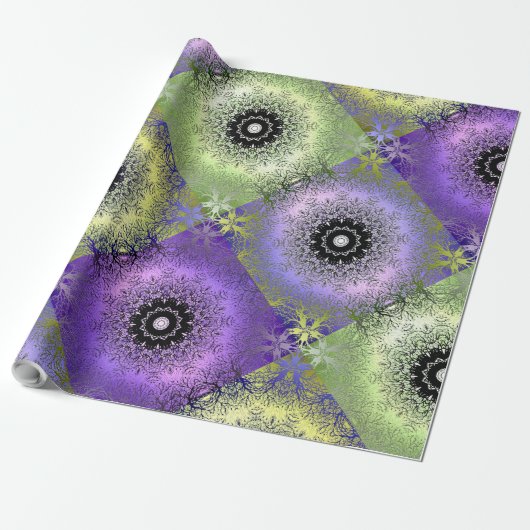 Naadloze abstracte gradiënt groene paarse violette cadeaupapier (Uitgerold)