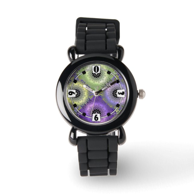 Naadloze abstracte gradiënt groene paarse violette horloge (Voorkant)