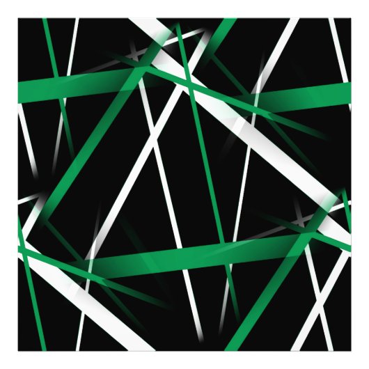 Naadloze Abstracte groene en witte lijnen op zwart Foto Afdruk (Voorkant)