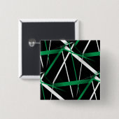 Naadloze Abstracte groene en witte lijnen op zwart Vierkante Button 5,1 Cm (Voorkant /achterkant)