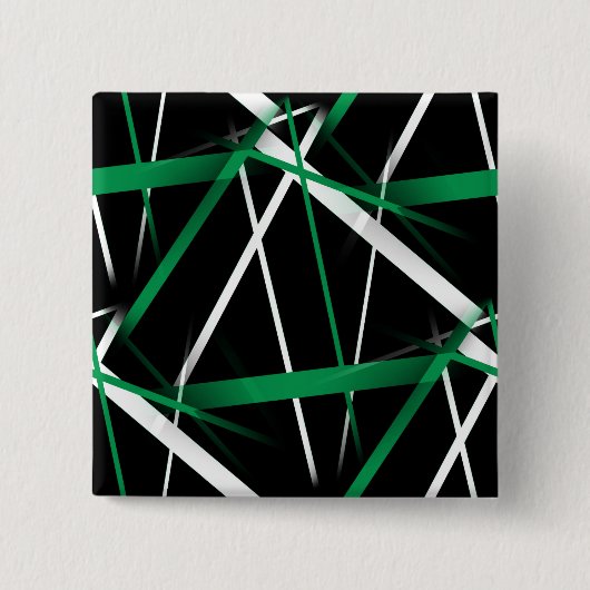 Naadloze Abstracte groene en witte lijnen op zwart Vierkante Button 5,1 Cm (Voorkant)