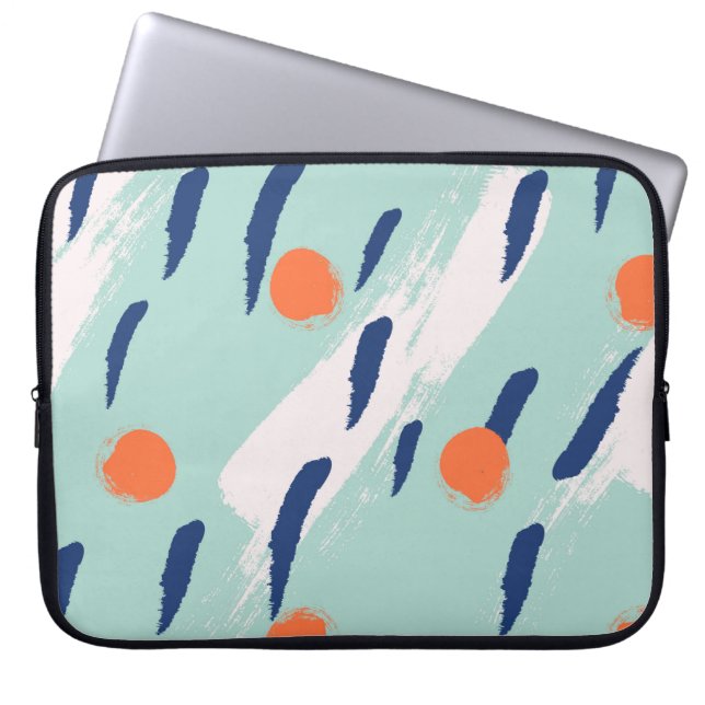 naadloze abstracte handgetekende penseelvormen pa laptop sleeve (Voorkant)