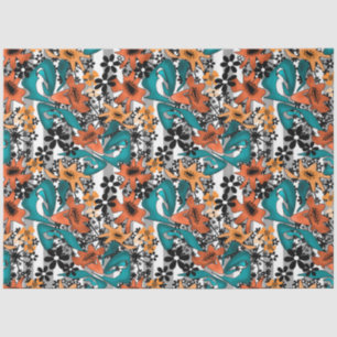 Naadloze abstracte, heldere cartoon schattige bloe tissuepapier