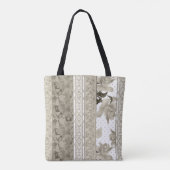 Naadloze abstracte kant retro beige rozen f tote bag (Achterkant)