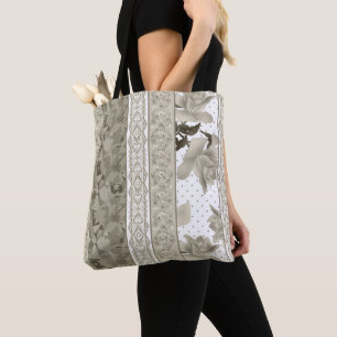 Naadloze abstracte kant retro  beige rozen f tote bag
