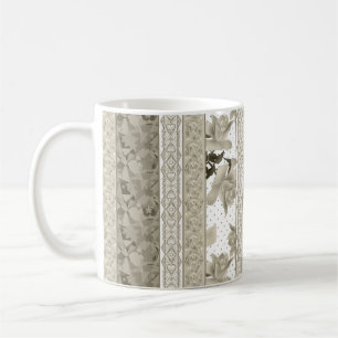 Naadloze abstracte kant retro vintage beige rozen koffiemok