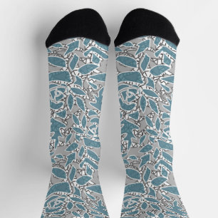 Naadloze abstracte kant romantische retro blauw sokken