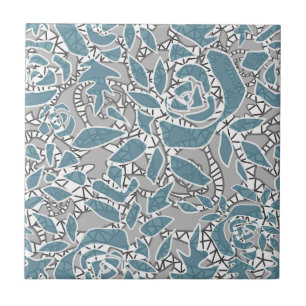 Naadloze abstracte kant romantische retro blauw tegeltje