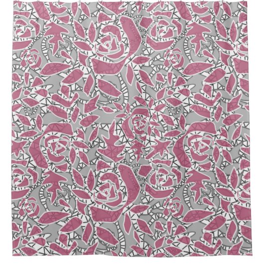 Naadloze abstracte kant romantische retro  roze douchegordijn (Voorkant)