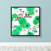 Naadloze abstracte kinder cartoons houden honden canvas afdruk (Insitu (Houten vloer))