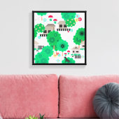 Naadloze abstracte kinder cartoons houden honden canvas afdruk (Insitu (Woonkamer))