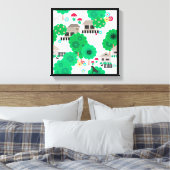 Naadloze abstracte kinder cartoons houden honden canvas afdruk (Insitu (Slaapkamer))