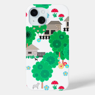 Naadloze abstracte kinder cartoons houden honden iPhone 15 case