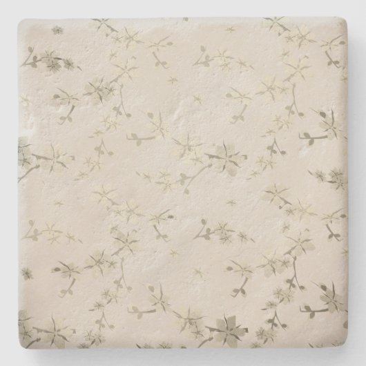 Naadloze abstracte kleine retro beige bloem stenen onderzetter (Voorkant)