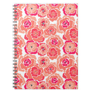 Naadloze abstracte koraalbloemen van cartoon bloem notitieboek