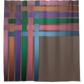 Naadloze abstracte lijnen gestreepte zijde satijnl douchegordijn (Voorkant)