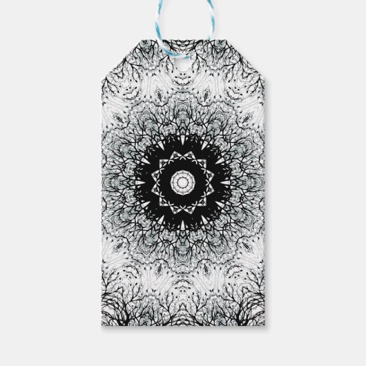 Naadloze abstracte mandala ronde cirkel kaleidosco cadeaulabel (Voorkant)