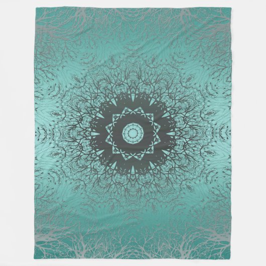 Naadloze abstracte mandala ronde cirkel kaleidosco fleece deken (Voorkant)