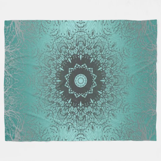 Naadloze abstracte mandala ronde cirkel kaleidosco fleece deken (Voorkant (Horizontaal))