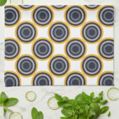 Naadloze Abstracte marineblauw, grijs, gele cirkel Theedoek (Gevouwen)