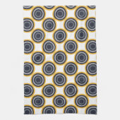 Naadloze Abstracte marineblauw, grijs, gele cirkel Theedoek (Verticaal)