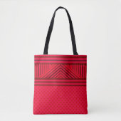 Naadloze abstracte met rode voering gestreepte pun tote bag (Voorkant)