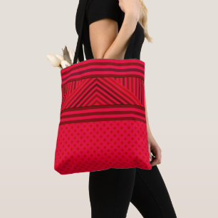 Naadloze abstracte met rode voering gestreepte pun tote bag