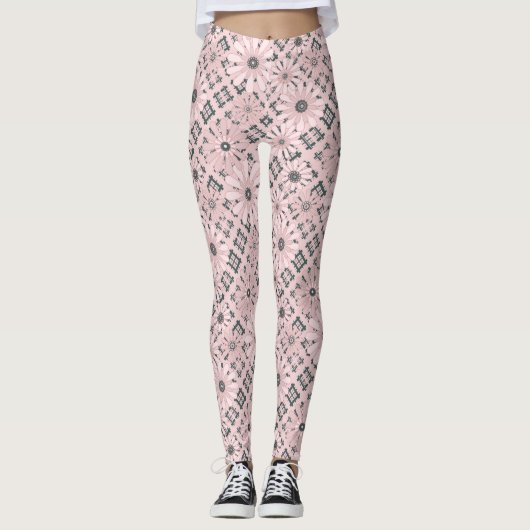 Naadloze abstracte moderne gevarieerde florale pi leggings (Voorkant)