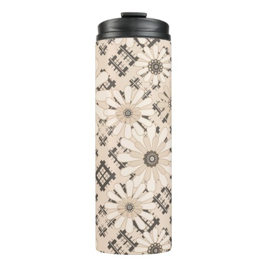 Naadloze abstracte moderne geveesdroogde florale f thermosbeker (Voorkant)