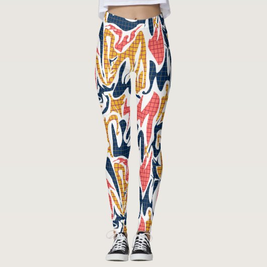 Naadloze abstracte, moderne penseelstreek, multico leggings (Voorkant)