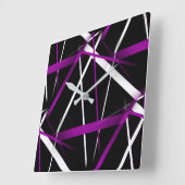 Naadloze Abstracte Paarse en witte lijnen op zwart Vierkante Klok (Hoek)
