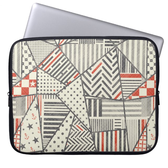 Naadloze abstracte patchwork in retrokleuren. Enke Laptop Sleeve (Voorkant)