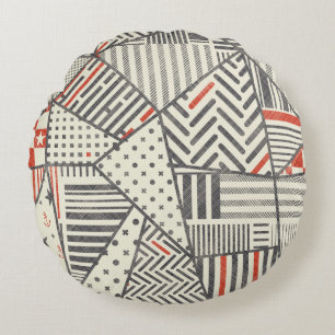 Naadloze abstracte patchwork in retrokleuren. Enke Rond Kussen