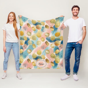 Naadloze Abstracte penseelstreek & gouden vormpatr Fleece Deken