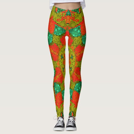 Naadloze abstracte pointillisme stippen cirkels si leggings (Voorkant)