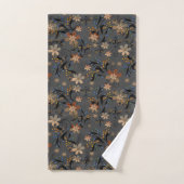 Naadloze abstracte retro beige bloemen grijze acht bad handdoek (Handdoek)