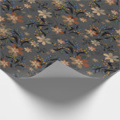 Naadloze abstracte retro beige bloemen grijze acht cadeaupapier (Hoek)