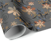 Naadloze abstracte retro beige bloemen grijze acht cadeaupapier (Rol Hoek)