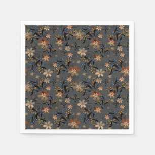 Naadloze abstracte retro beige bloemen grijze acht servet
