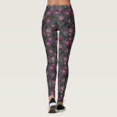 Naadloze abstracte retro-violet bloemen grijs leggings (Achterkant)
