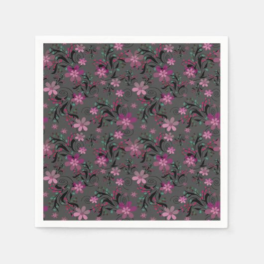 Naadloze abstracte retro-violet bloemen grijs servet (Voorkant)