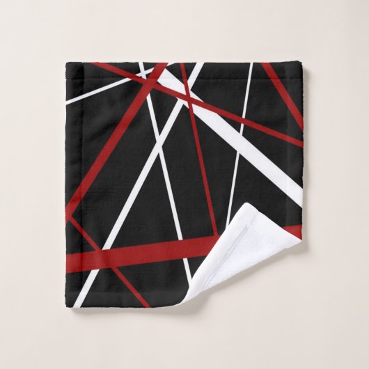 Naadloze Abstracte rode en witte lijnen op zwarte Bad Handdoek (Wasdoekje)