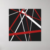 Naadloze Abstracte rode en witte lijnen op zwarte Canvas Afdruk (Voorkant)