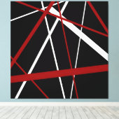 Naadloze Abstracte rode en witte lijnen op zwarte Canvas Afdruk (Insitu (Houten vloer))