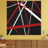 Naadloze Abstracte rode en witte lijnen op zwarte Canvas Afdruk (Insitu (Woonkamer))