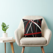 Naadloze Abstracte rode en witte lijnen op zwarte Kussen (Stoel)